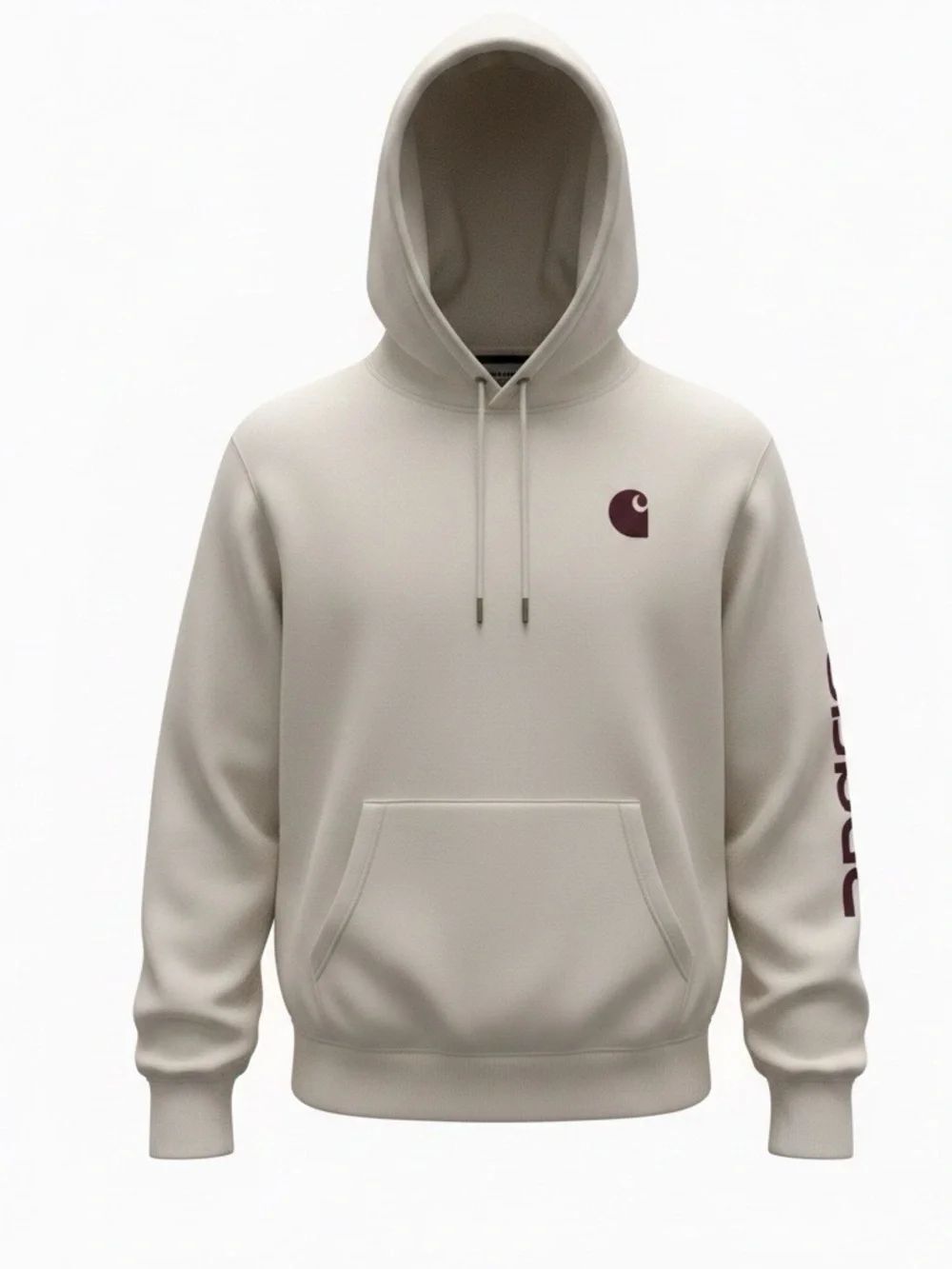 Carhartt women’s Sandstone Hooded Sweatshirt with Maroon Logo size M